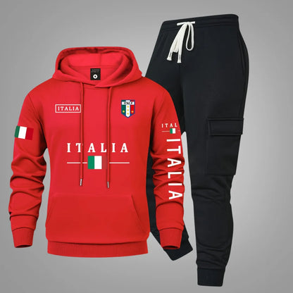 Men’s Casual Hoodie & Cargo Joggers Set with Utility Pockets