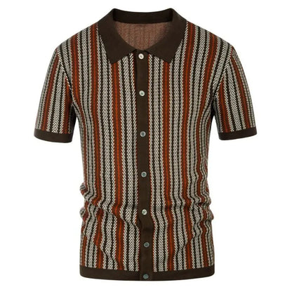 Men’s Chevron Button-Through Polo Shirt