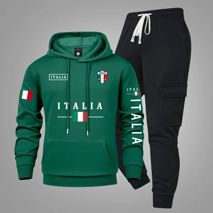 Men’s Casual Hoodie & Cargo Joggers Set with Utility Pockets