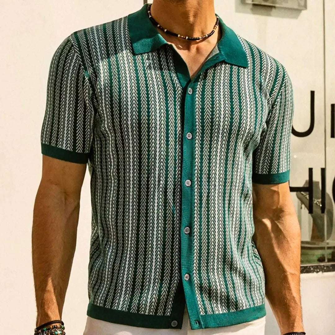 Men’s Chevron Button-Through Polo Shirt