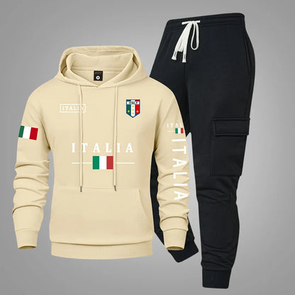 Men’s Casual Hoodie & Cargo Joggers Set with Utility Pockets