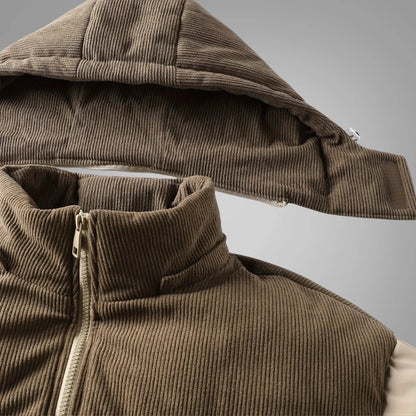 Men’s Winter Hooded Jacket with Detachable Hood & Thermal Insulation