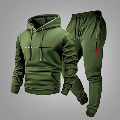 Men’s Hooded Tracksuit Set – Hoodie & Joggers with Paris Print
