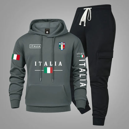 Men’s Casual Hoodie & Cargo Joggers Set with Utility Pockets