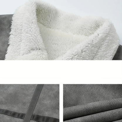 Men’s Lapel Collar Bomber Jacket with Fleece Lining