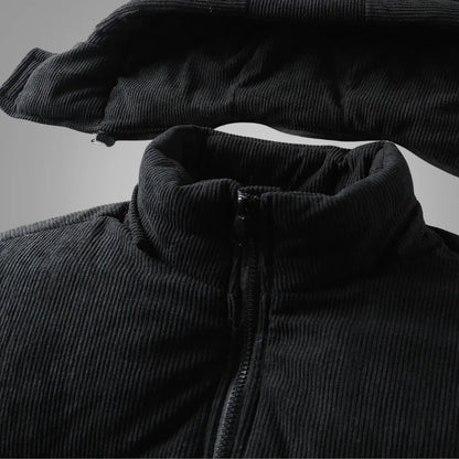 Men’s Winter Hooded Jacket with Detachable Hood & Thermal Insulation