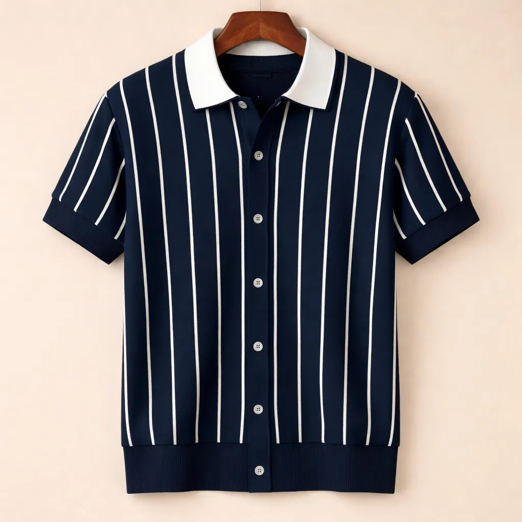 Men’s Striped Knit Polo Shirt