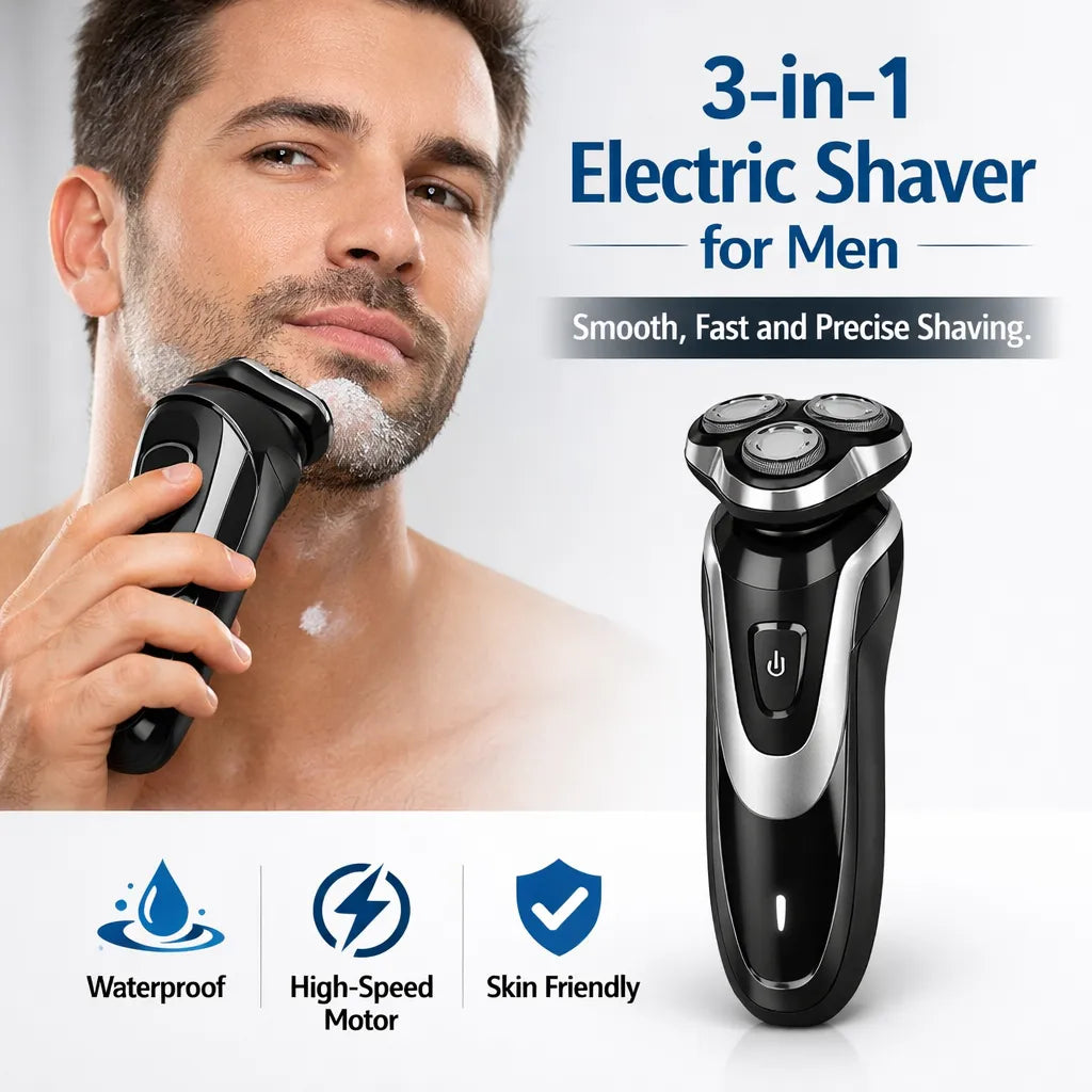 3-in-1 Electric Trimmer for Men – Nose, Beard & Body Hair Groomer