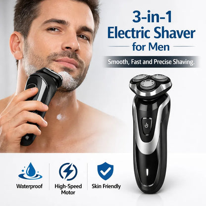 3-in-1 Electric Trimmer for Men – Nose, Beard & Body Hair Groomer
