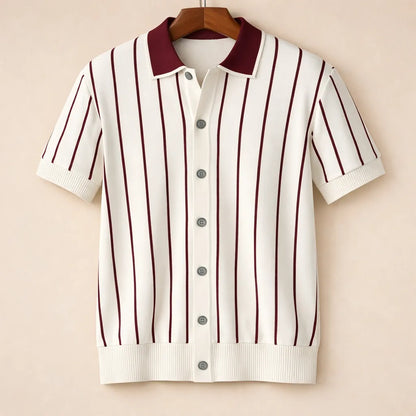 Men’s Striped Knit Polo Shirt