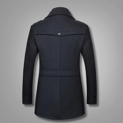 Men’s Double-Collar Tweed Winter Coat