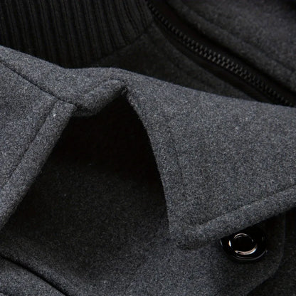 Men’s Double-Collar Tweed Winter Coat
