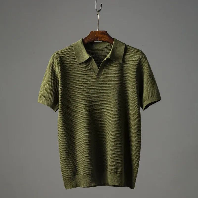 Men’s Knit-Collar Polo Shirt