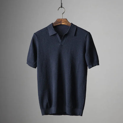 Men’s Knit-Collar Polo Shirt
