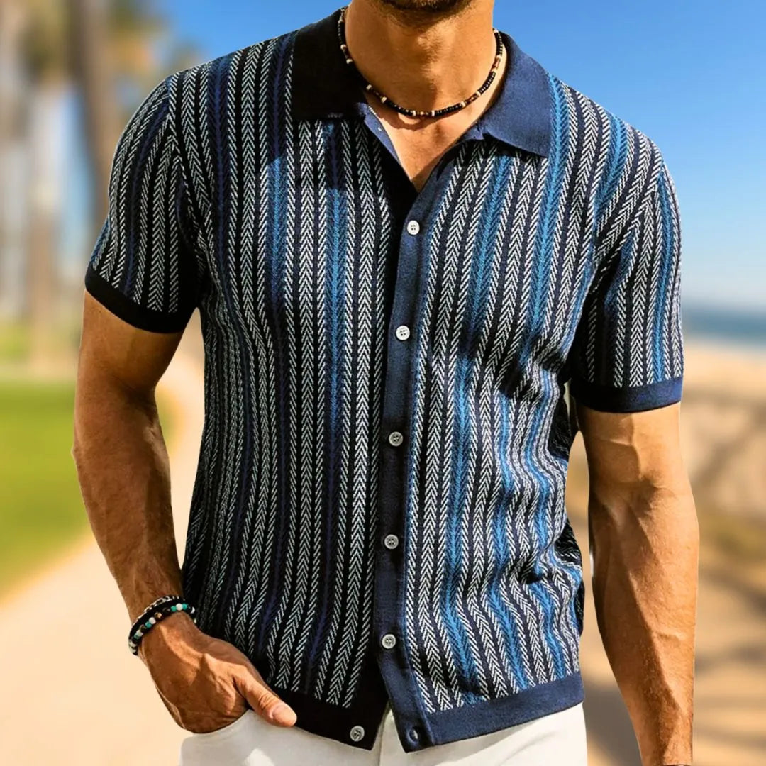 Men’s Chevron Button-Through Polo Shirt