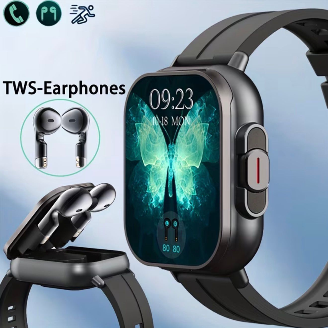 2-in-1 Smartwatch with Built-in Earbuds