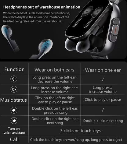 2-in-1 Smartwatch with Built-in Earbuds