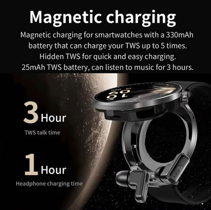 2-in-1 Smart Watch with Integrated TWS Earbuds